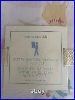 Pottery Barn Kids Preppy Breton Mermaid Sheet Set TWIN NLA NTW