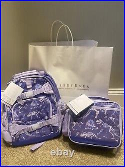 Pottery Barn Kids Purple DINOSAUR GLOW-IN-THE-DARK Small Backpack + Lunch Bag