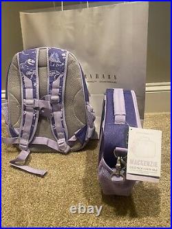 Pottery Barn Kids Purple DINOSAUR GLOW-IN-THE-DARK Small Backpack + Lunch Bag