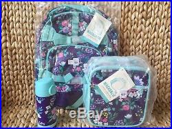 Pottery Barn Kids Purple Flower Bouquet Large Backpack Water Bottle Lunch Box