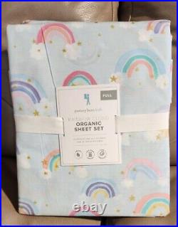 Pottery Barn Kids Rainbow Cloud Sheet Set Blue Full Organic Cotton 4pc New
