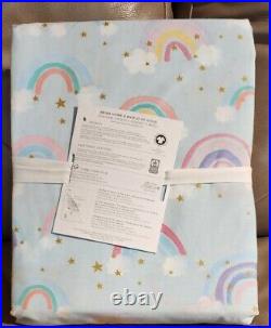 Pottery Barn Kids Rainbow Cloud Sheet Set Blue Full Organic Cotton 4pc New