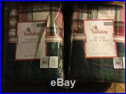 Pottery Barn Kids Red Holiday Madras Plaid Full Queen Quilt &Std Shams Christmas