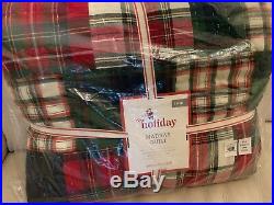 Pottery Barn Kids Red Holiday Madras Plaid Twin Quilt Standard Sham Christmas