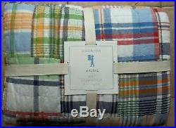 Pottery Barn Kids Red blue Plaid Patchwork Madra Quilt Twin #2262