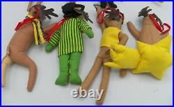 Pottery Barn Kids Reindeer Ornaments Stuffed Plush Fabric Set 8 + Soft Box PBK