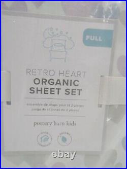 Pottery Barn Kids Retro Heart Organic Cotton Sheet Set Full Purple Multi #K29