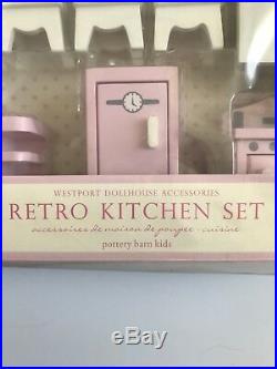 Pottery Barn Kids Retro Pink Dollhouse Wooden Kitchen Stove Oven Sink Furniture