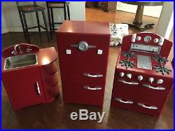 Pottery Barn Kids Retro Play Kitchen RED THREE PIECES LOCAL PICK UP