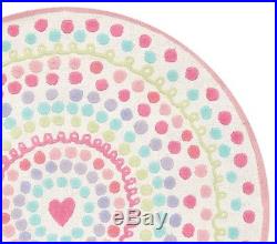 Pottery Barn Kids Round Wool Rug Hearts Dots Brand New Pink Baby Girl Nursery