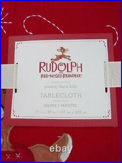 Pottery Barn Kids Rudolph the Red-Nosed Reindeer Table Cloth Red 70x 90 #6520
