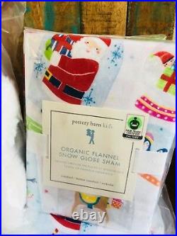 Pottery Barn Kids Santa FULL QUEEN Duvet Full Sheet Set Shams Pillow Christmas
