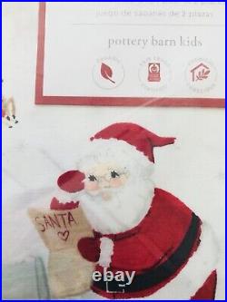 Pottery Barn Kids Santa Full Sheet Set Christmas Heritage Organic COTTON Merry