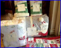 Pottery Barn Kids Santa Holiday QUEEN quilt std shams sleigh sheet set 8pc
