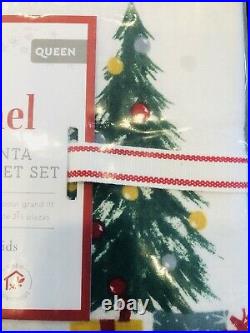 Pottery Barn Kids Santa Queen Sheet Set Christmas Organic Flannel COTTON Merry