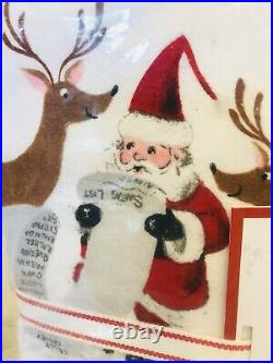 Pottery Barn Kids Santa Queen Sheet Set Christmas Organic Flannel COTTON Merry