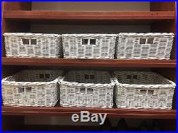 Pottery Barn Kids Set Of 6 White Medium Sabrina Storage Baskets w Straight Sides