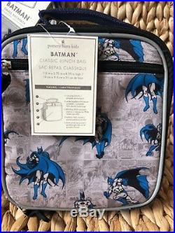 Pottery Barn Kids Small Backpack Water Bottle Lunch Box Thermos Batman Set New