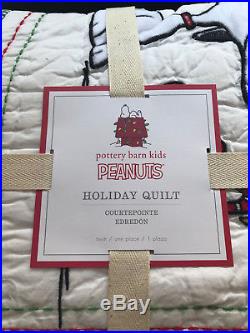 Pottery Barn Kids Snoopy Peanuts Christmas Holiday TWIN Quilt OnlyNEWNIP