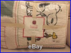 Pottery Barn Kids Snoopy Peanuts Christmas Holiday Twin Quilt Only