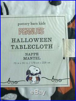 Pottery Barn Kids Snoopy Peanuts Halloween Tablecloth New 70 X 90 & 4 Napkins
