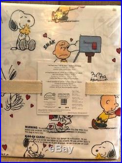 Pottery Barn Kids Snoopy Peanuts Valentines Full Sheet Set New Organic New