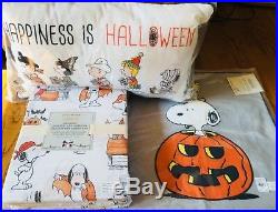 Pottery Barn Kids Snoopy Sheet Set Full Happiness Is Halloween Pillow Peanuts