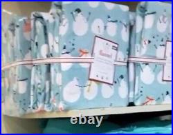 Pottery Barn Kids Snowman Sheet Set Powder Blue Queen Cheery Flannel Set
