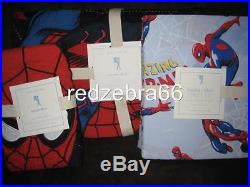 Pottery Barn Kids Spider-man Twin Quilt Standard Sham Vintage Sheet Set 5-pc NEW
