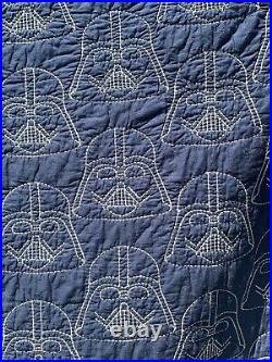 Pottery Barn Kids Star Wars Darth Vader Full/Queen Embroidered Quilt RARE Navy