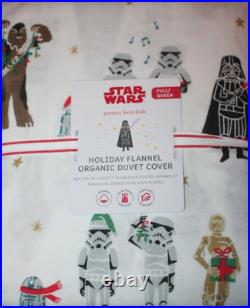 Pottery Barn Kids Star Wars Holiday Flannel Duvet Cover Full/Queen 90X88 Disney