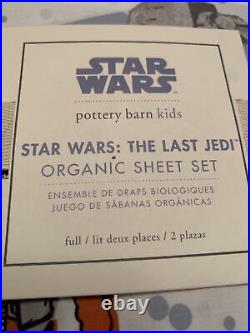 Pottery Barn Kids Star Wars The Last Jedi Organic Sheet Set Full Rey BB8 Chewbac