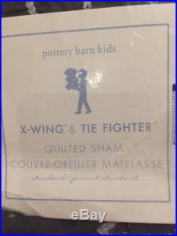 Pottery Barn Kids Star Wars x-wing TIE fighter Quilt Standard Shams Full Queen