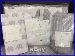 Pottery Barn Kids TAYLOR Crib QUILT Bumper Sheet Skirt Nursery Baby Elephant NEW