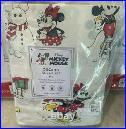Pottery Barn Kids Teen Disney Mickey Mouse Holiday FULL Sheet set Christmas