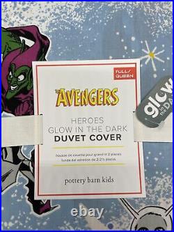 Pottery Barn Kids The Avengers Heroes Glow In The Dark Full / Queen Duvet NWT