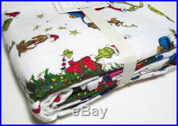 Pottery Barn Kids The Grinch And Max Flannel Organic Cotton Twin Sheet Set New
