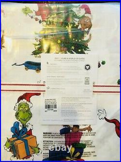 Pottery Barn Kids The Grinch & Max Cotton Full Sheet Set Dr Seuss Christmas