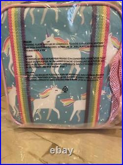 Pottery Barn Kids Unicorn Aqua Large Backpack Lunch Box Water bottle New No Mono
