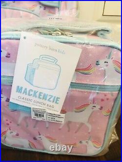 Pottery Barn Kids Unicorn Large Backpack Lunch Box Water bottle Set Pink No Mono