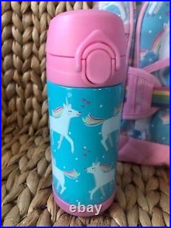 Pottery Barn Kids Unicorn Large Backpack Lunch Box Water bottle Thermos Aqua Set