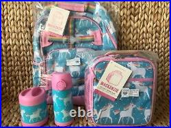 Pottery Barn Kids Unicorn Large Backpack Lunch Box Water bottle Thermos No Mono