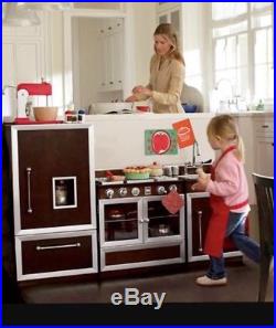 Pottery Barn Kids Walnut Retro Kitchen 3 Set Stove Sink Refrigerator MUST SEE
