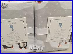 Pottery Barn Kids Winter Penguin Flannel Duvet Cover Shams Full Queen Christmas