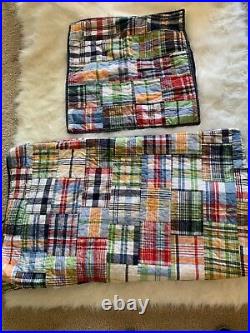 Pottery Barn Kids reversible madras quilt and sham full/queen