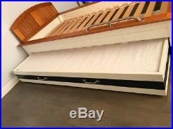 Pottery Barn Kids sail boat bed with trundle memory foam mattress boys vintage