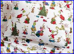 Pottery Barn Kids teen Dr Seuss GRINCH FULL QUEEN SHEET Christmas holiday cotton