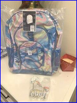Pottery Barn LARGE Tech backpack +Lunch bag school set pink purple +unicorn pack