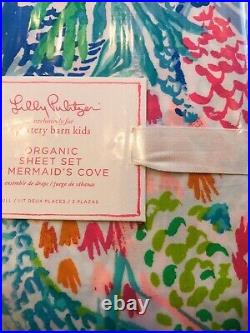 Pottery Barn Lilly Pulitzer Mermaid Cove Organic Full Sheet Set NWT Kids