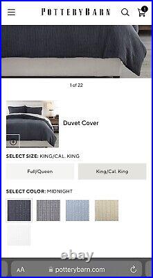 Pottery Barn Midnight Honeycomb Cotton King/Cal King Bedding Duvet Cover New